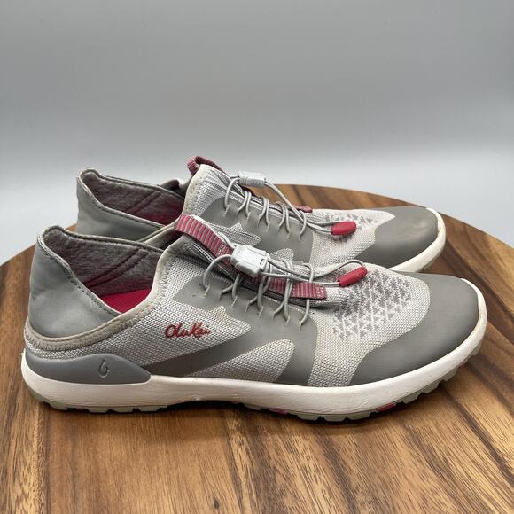 Olukai MK1 Trainer Shoes Womens Size 8.5 Gray Red Quick Lace Athletic Walking - Picture 1 of 8